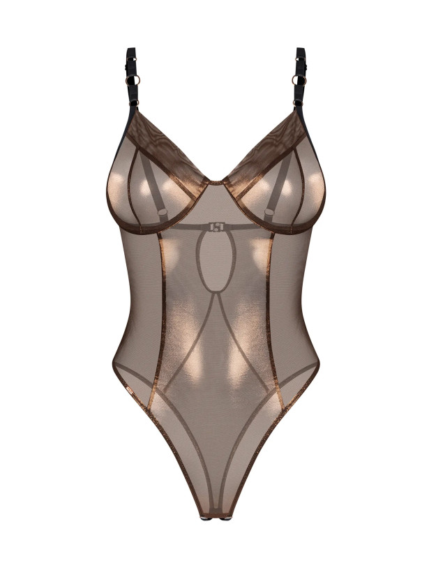 Obsessive Soranna Body: Transparenter Ouvert-Body mit Goldschimmer