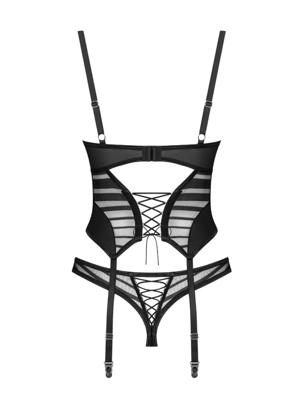Black Corset Set Obsessive Exquisite Lune Bellis — Lingerie