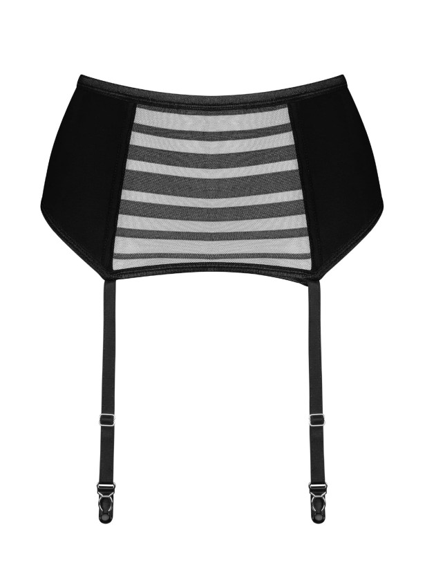 Black Garter Belt Obsessive Exquisite Lune Bellis — Striped Lacing Style