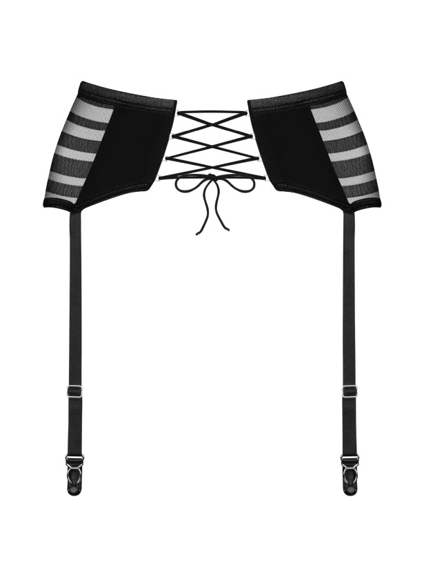 Black Garter Belt Obsessive Exquisite Lune Bellis — Striped Lacing Style
