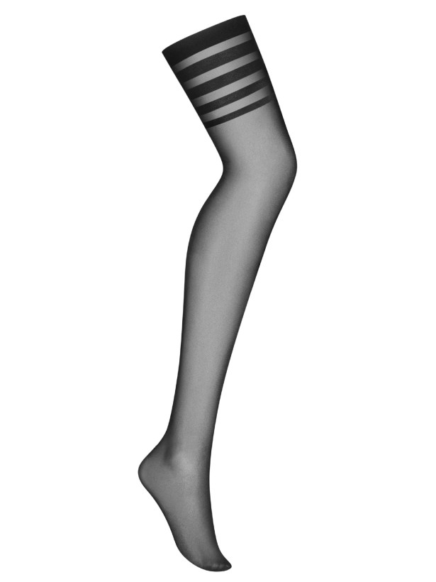 Black Garter Stockings Obsessive Exquisite Lune Bellis Graphic Stripes