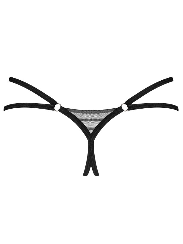 Black Open Thong Obsessive Exquisite Lune Bellis — Double Straps