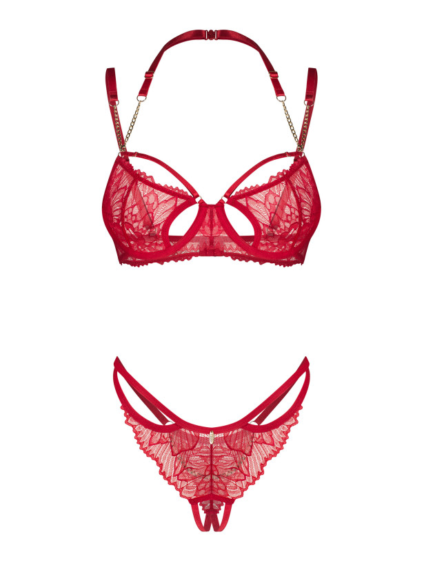 Red Lingerie Set Obsessive Matildea — Chains