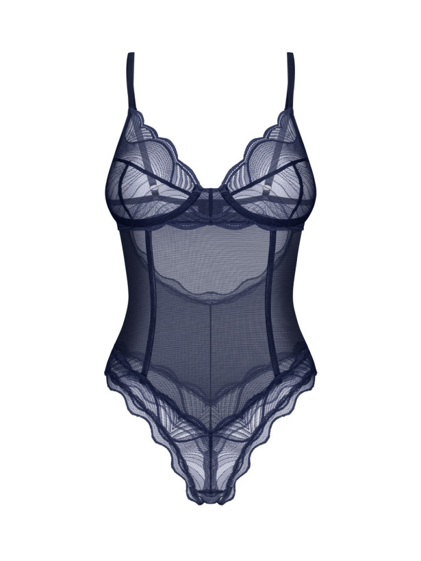 Blue Crotchless Bodysuit Obsessive Exquisite MP Blue — Lace Teddy