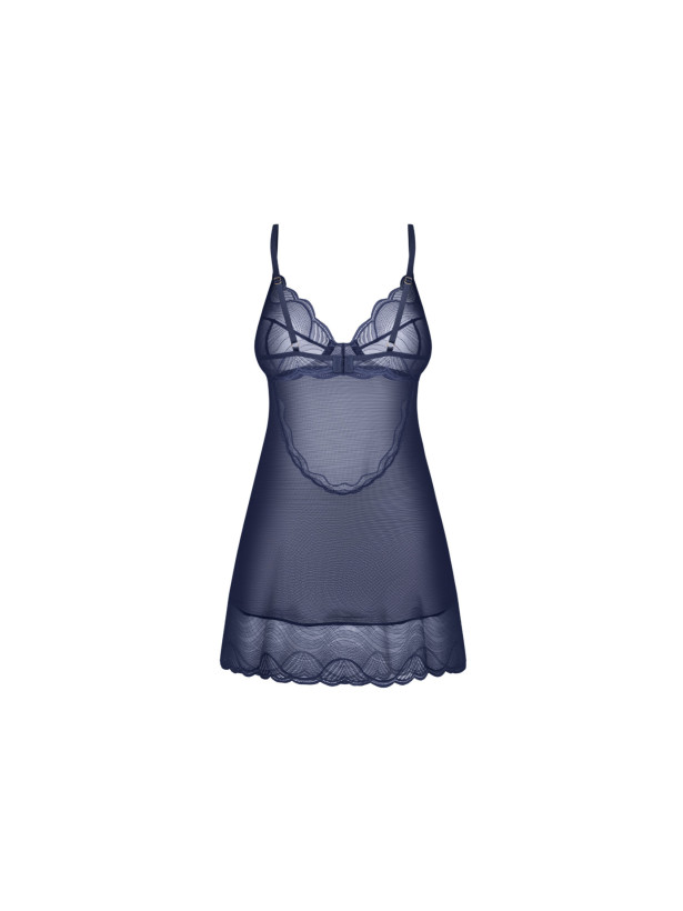 Dark Blue Babydoll Obsessive Exquisite MP Blue Nightdress — Lace Trim