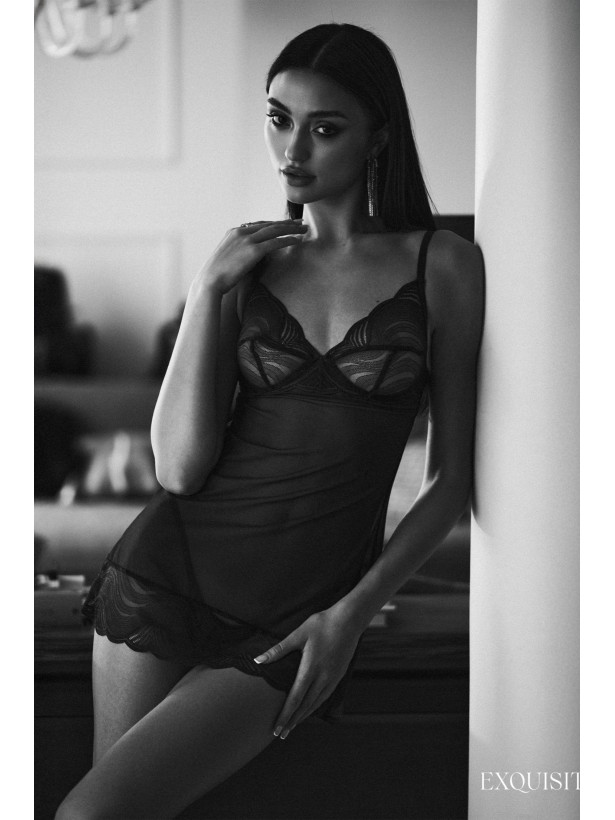 Dark Blue Babydoll Obsessive Exquisite MP Blue Nightdress — Lace Trim