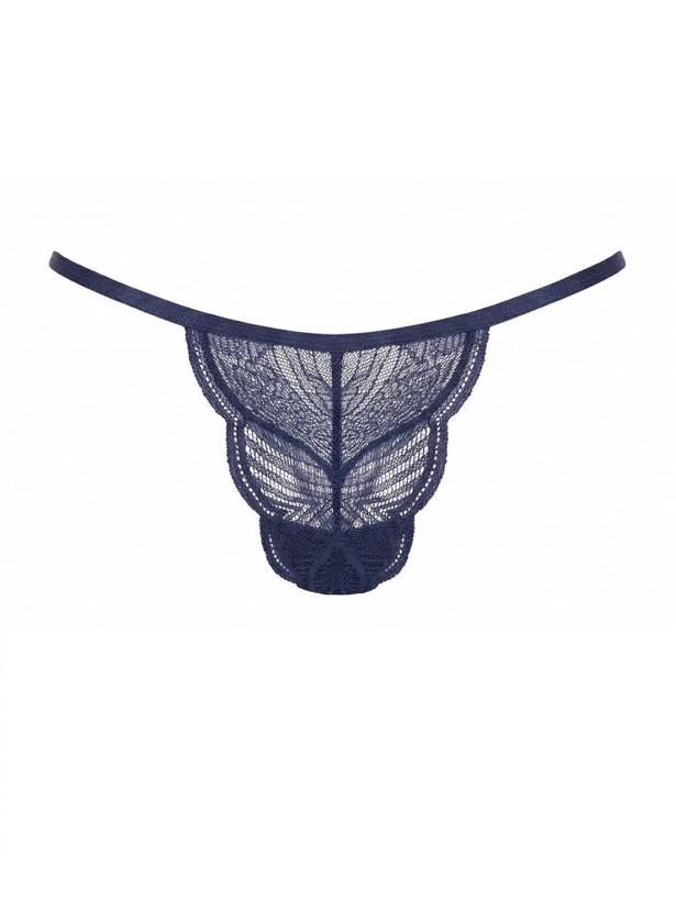 Blue Thong Obsessive Exquisite Magda Pieczonka Blue — Sheer Mesh