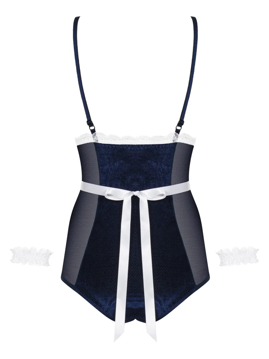 Navy Blue Bodysuit Obsessive Maid Costume