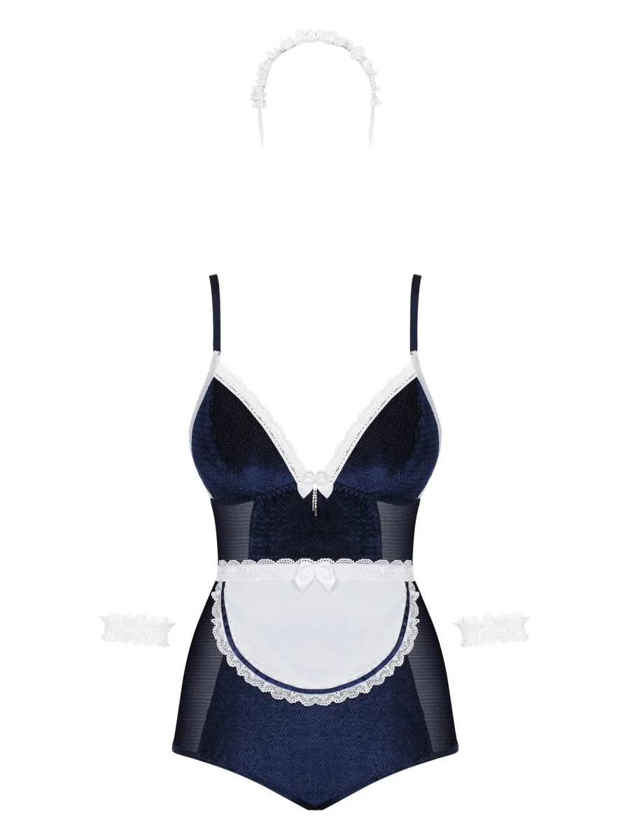Navy Blue Bodysuit Obsessive Maid Costume