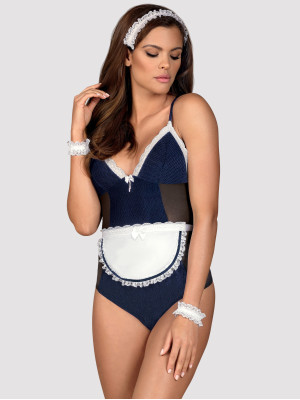 Navy Blue Bodysuit Obsessive Maid Costume