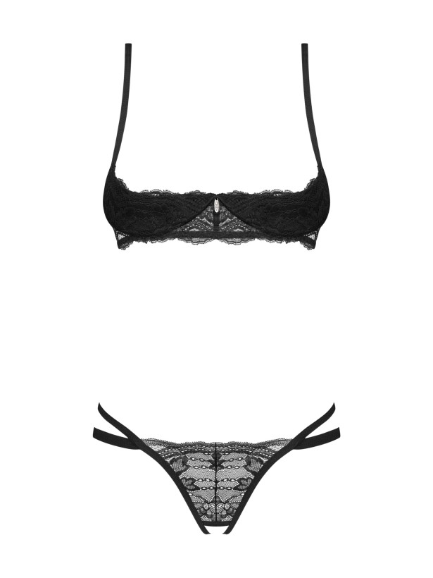 Seductive Cupless and Crotchless Lace Lingerie Set Obsessive Nutris