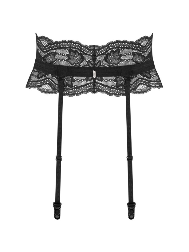 Black Garter Belt Obsessive Nutris — Floral Lace