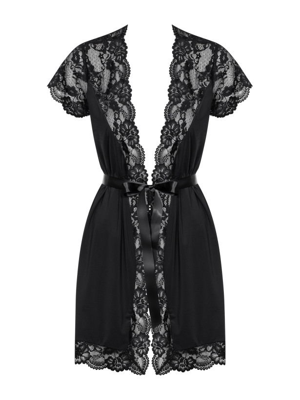 Black Lace Robe Obsessive 810-PEI-1 — Tie Belt