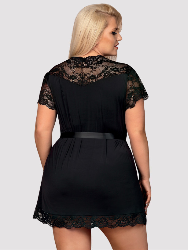 Black Lace Robe Obsessive 810-PEI-1 — Tie Belt