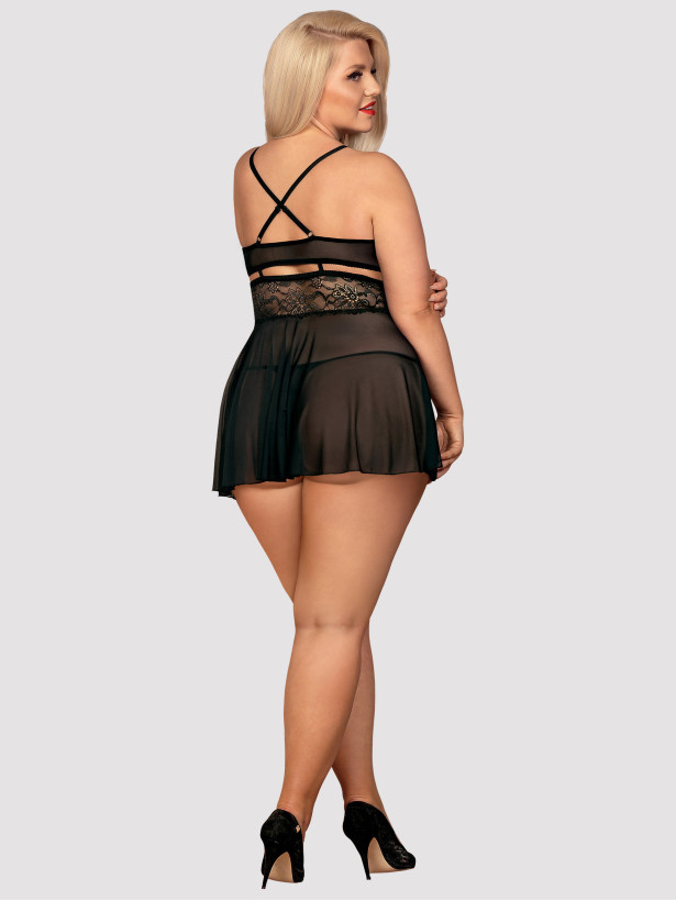 Black Lace Babydoll Obsessive 838-BAB-1 — Strappy Set