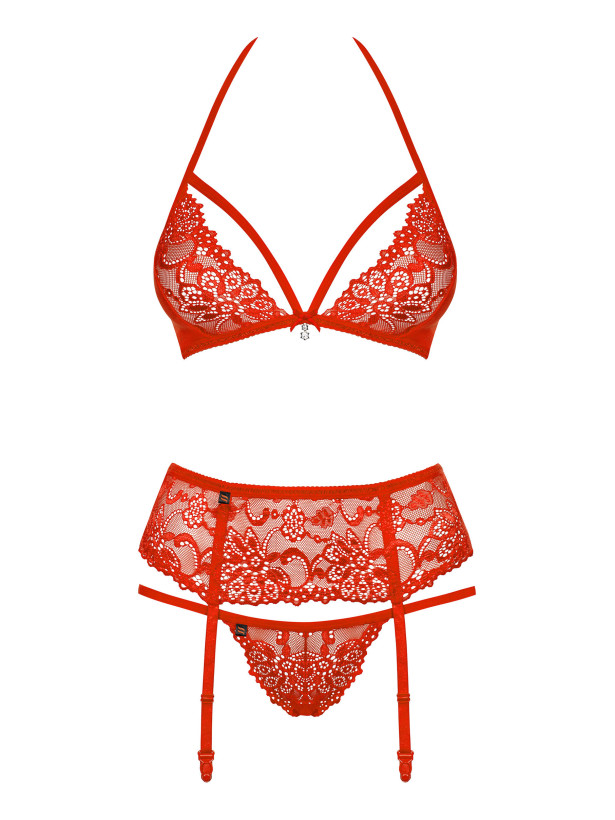 Red Lingerie Set Obsessive 838-SEG-3 — Lace Set