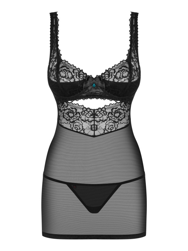 Black Chemise Obsessive 867-CHE-1 — Underwired Cups