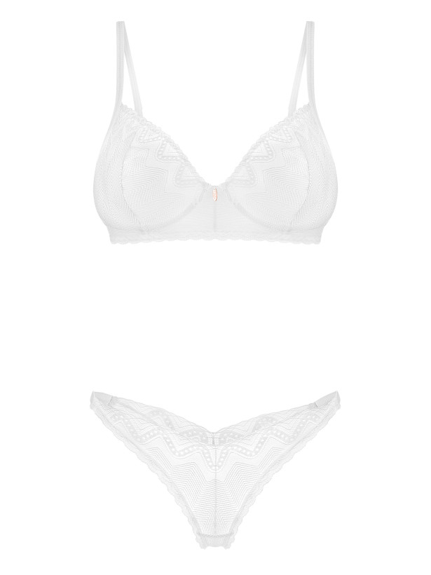 White Lingerie Set Obsessive Alissium — Geometric Lace