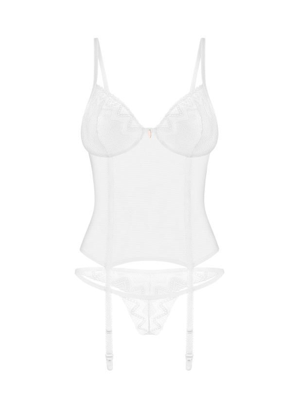 Obsessive Alissium Sheer White Corset & Thong Set