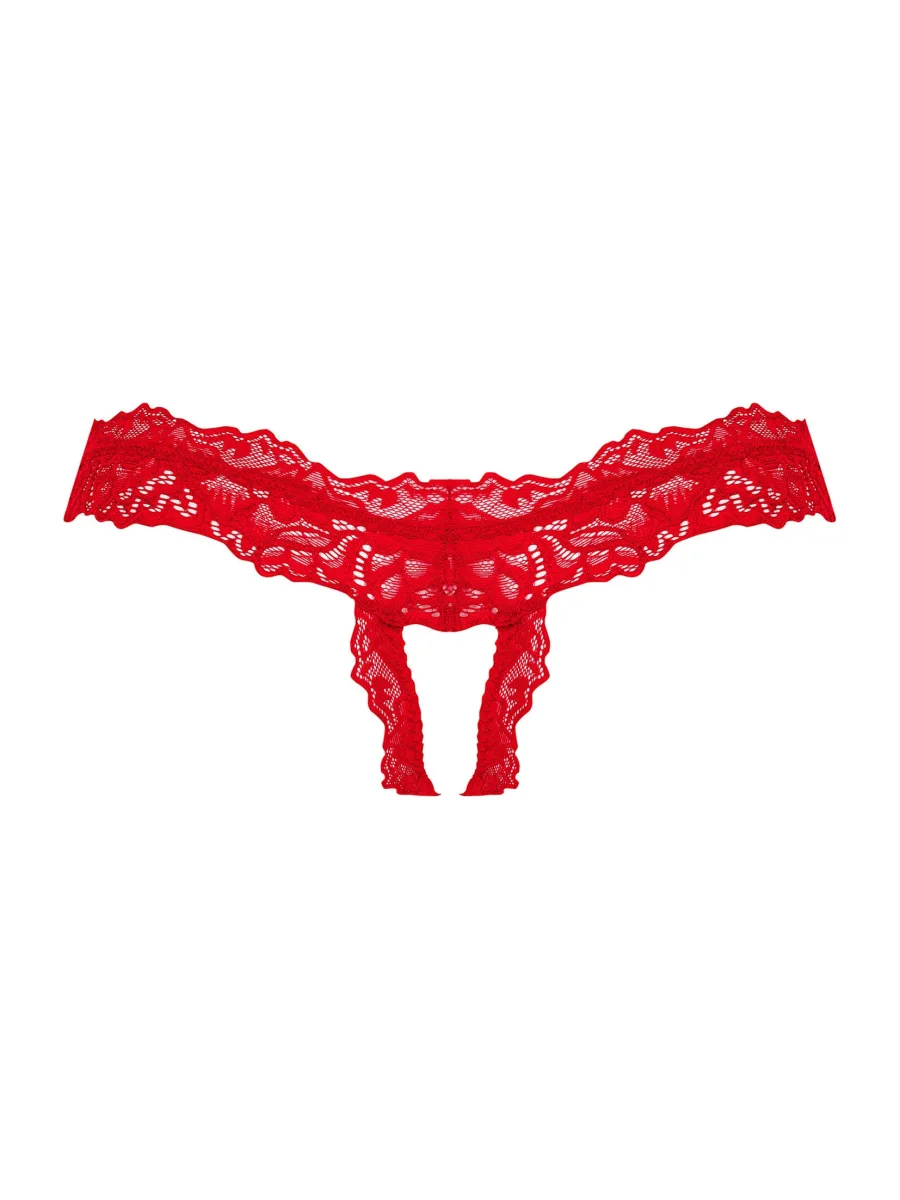 Obsessive Amor Cherris Red Lace Crotchless Thong