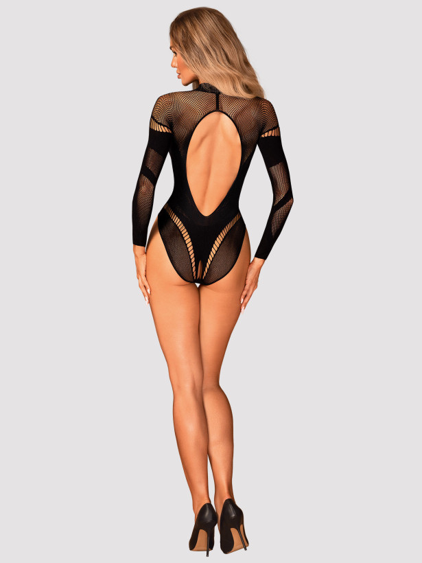 Black Fishnet Bodysuit Obsessive B135 — Crotchless Teddy