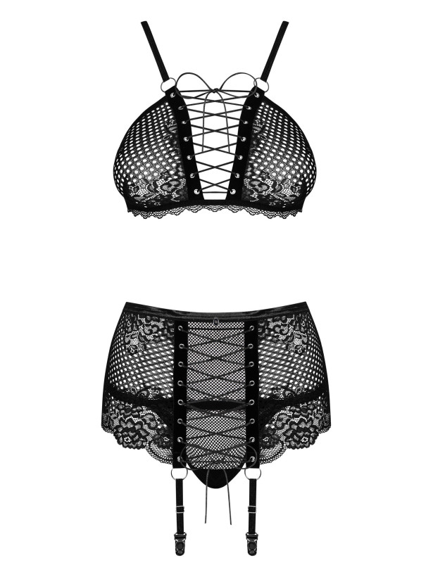Black Lingerie Set Obsessive Basitta — Lace Up Details