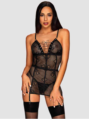 Black Chemise Obsessive Basitta — Garter Set