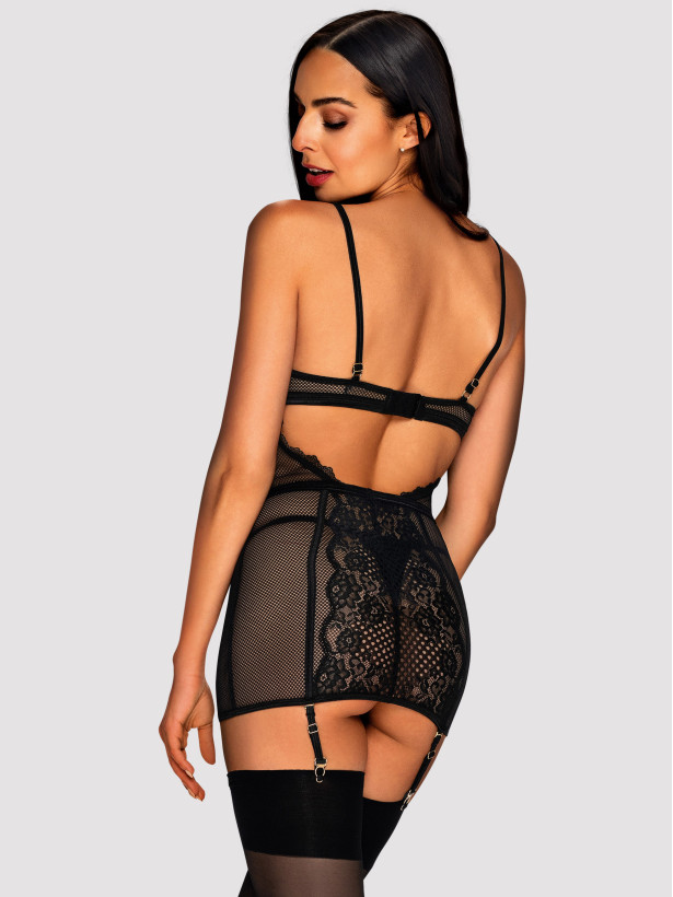 Black Chemise Obsessive Basitta — Garter Set