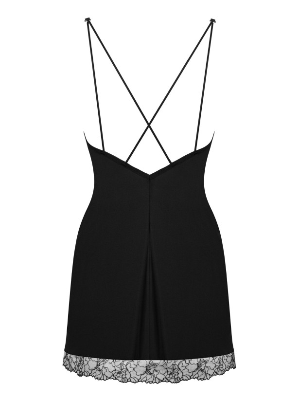 Black Chemise Obsessive Bella Rou — Embroidered Tulle