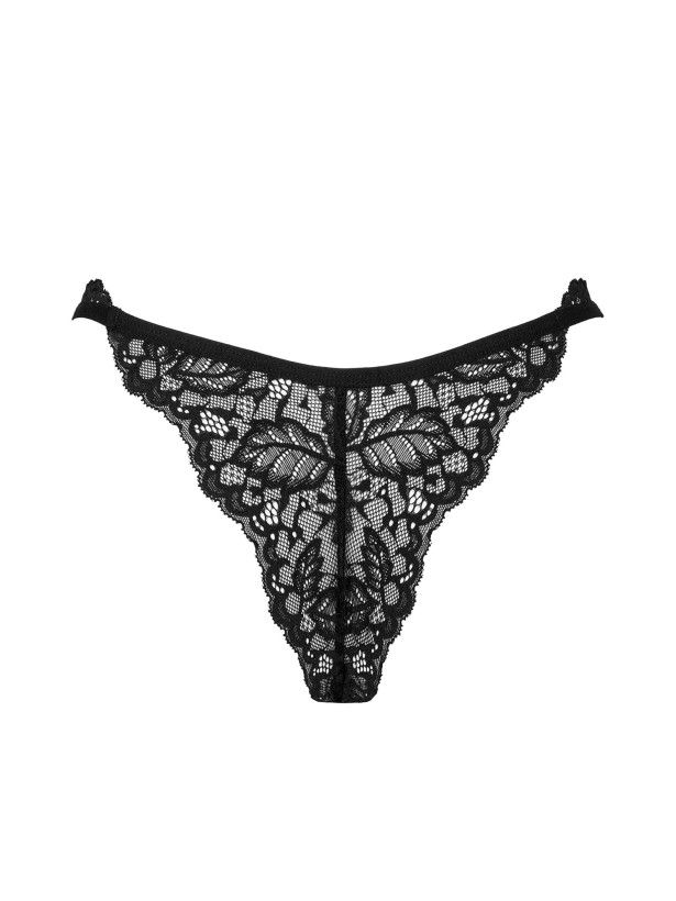 Black Lace Thong Obsessive Bellastia — Floral Details
