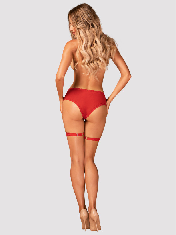 Red Garter Panties Obsessive Belovya — Floral Lace Set