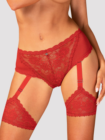 Red Garter Panties Obsessive Belovya — Floral Lace Set
