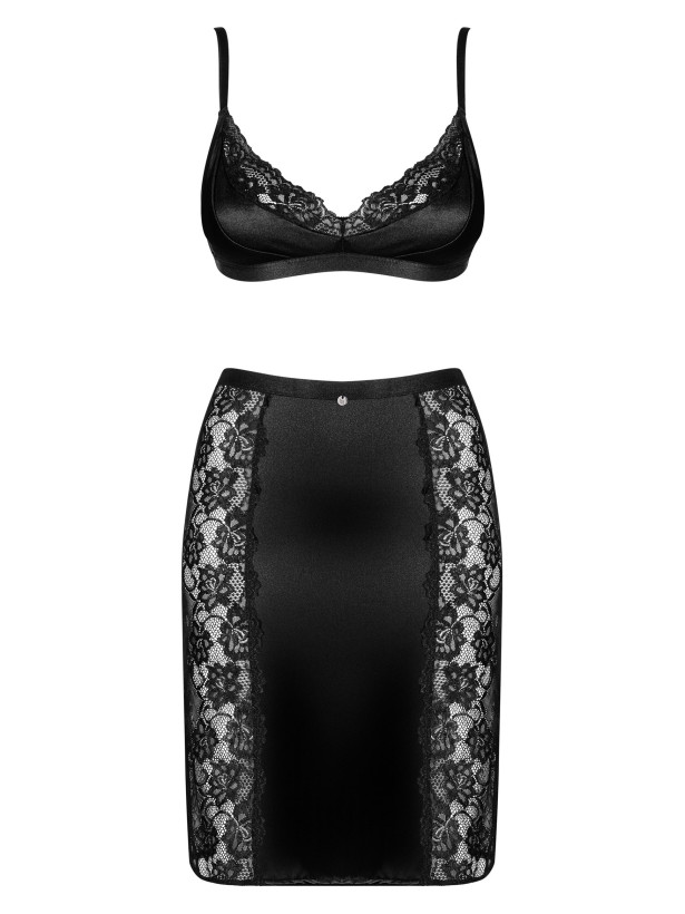 Black Lingerie Set Obsessive Blanita — Satin Lace