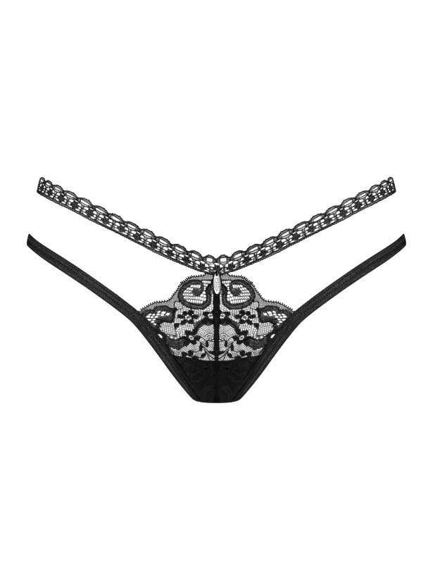 Black Lace Thong Obsessive Blomentis — Floral Detailing