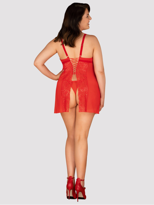 Red Chemise Obsessive Blossmina — Plus Size