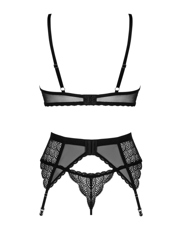 Black Lingerie Set Obsessive Chemeris — Lace 3-Piece