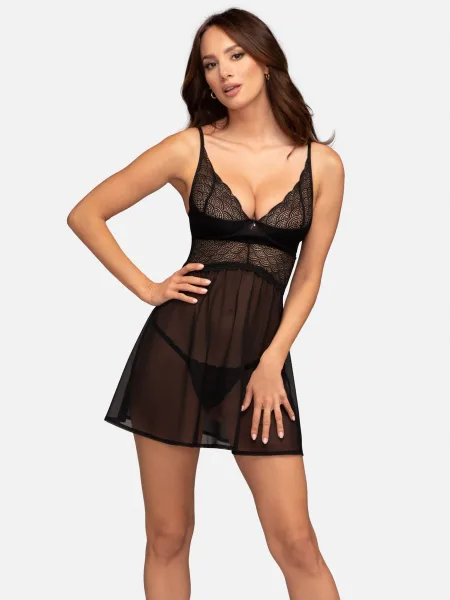 Obsessive Chemeris Erotik-Set: Babydoll mit Spitzenoberteil und String