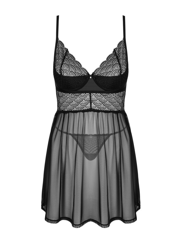 Obsessive Chemeris Lace-Top Babydoll & Thong Set