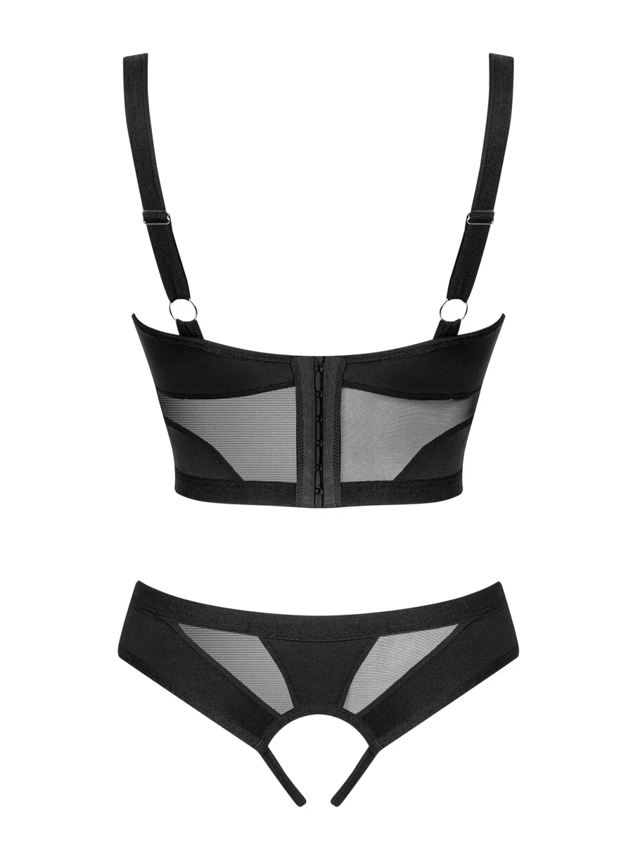 Obsessive Chic Amoria Erotik-Set: Schwarzer offener BH und Ouvert-String