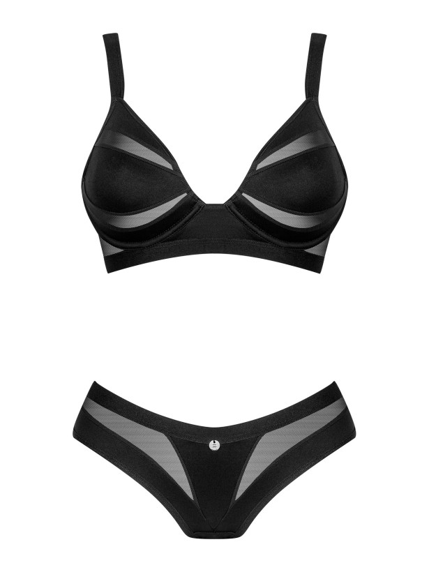 Obsessive Chic Amoria Elegantes schwarzes Set: Soft-BH und Hipster-Slip