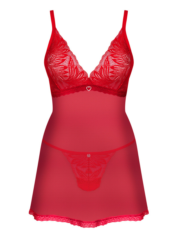 Red Babydoll Obsessive Chilisa — Lace Lingerie Set