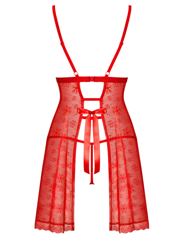 Obsessive Claussica Red Sheer Babydoll and G-string Set