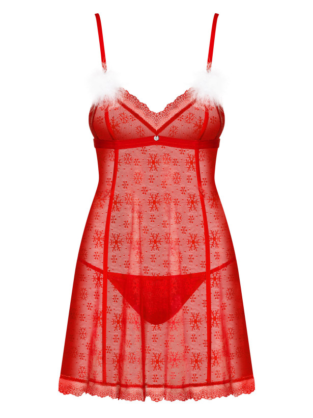 Obsessive Claussica Red Sheer Babydoll and G-string Set