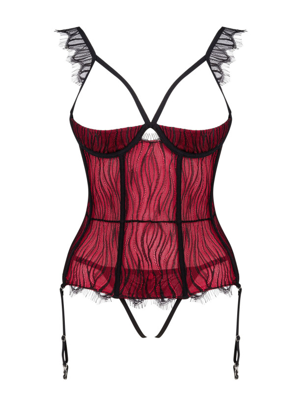 Black Red Corset Obsessive Denissa — Cupless Set