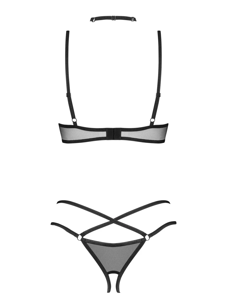 Obsessive Donarella Provokantes Offenes Bra, Slip & Halsband-Set