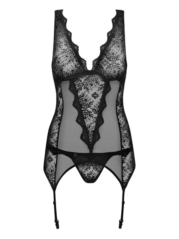 Black Corset Set Obsessive Emperita — Lace Trim