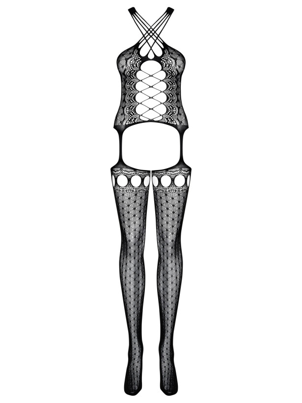 Black Bodystocking Obsessive G313 — Geometric Lace