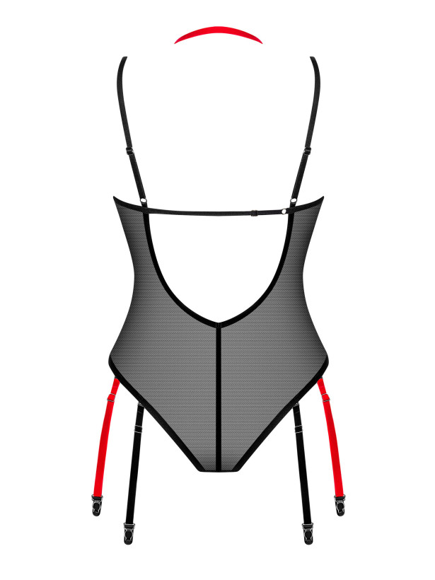 Black Bodysuit Obsessive Glandez — Garter Mesh Teddy