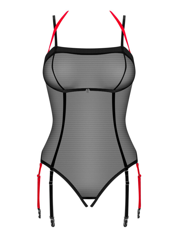 Black Crotchless Teddy Obsessive Glandez — Mesh Bodysuit