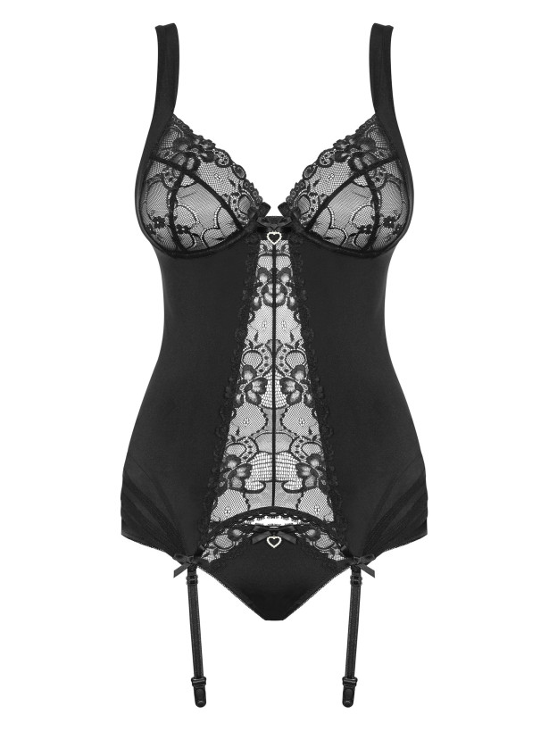 Black Corset Set Obsessive Heartina — Lace Lingerie Set